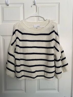 Fate by LFD Women’s size Medium Striped Knit Sweater - Cream with Navy Stripes